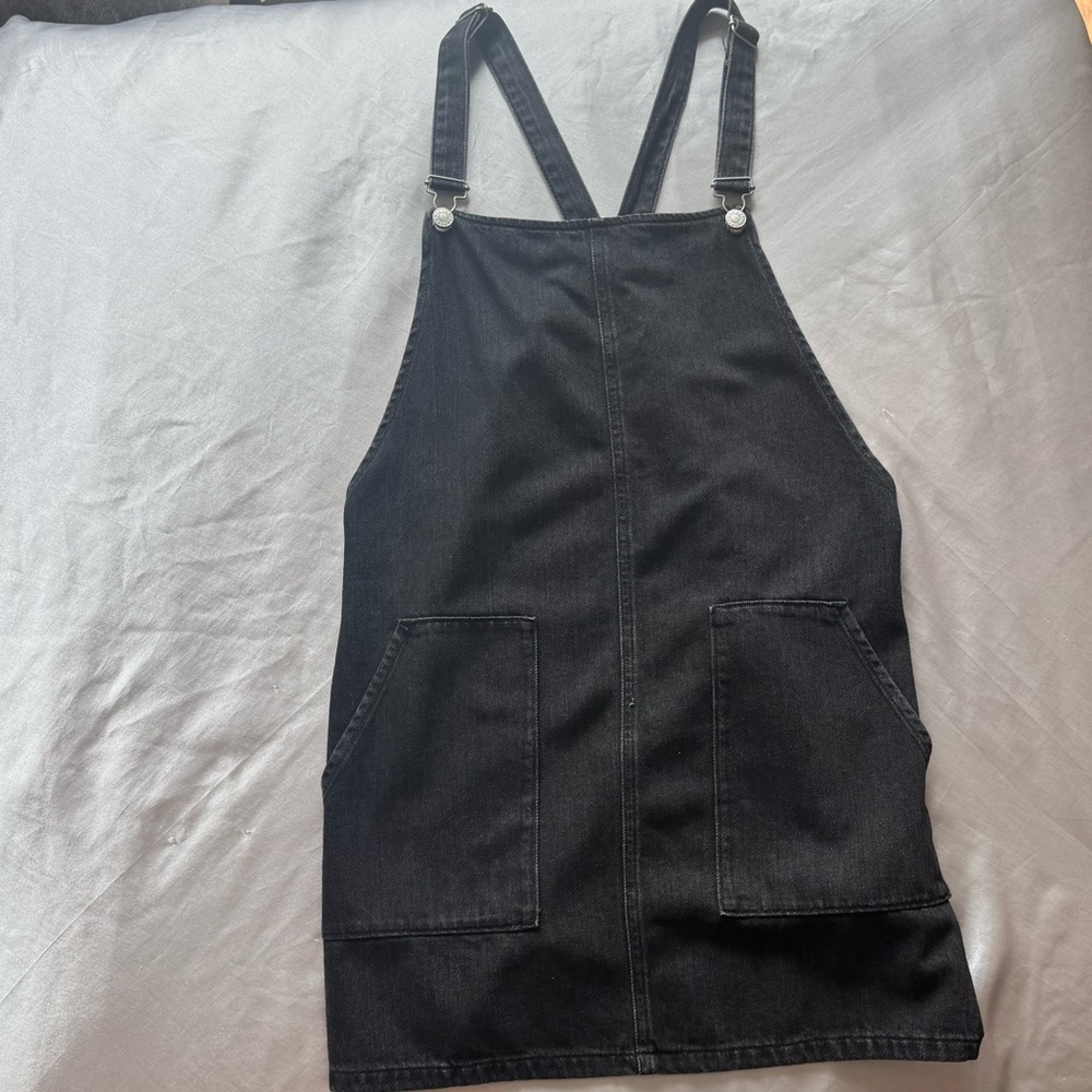 Topshop Moto Charcoal Overall Denim Dress